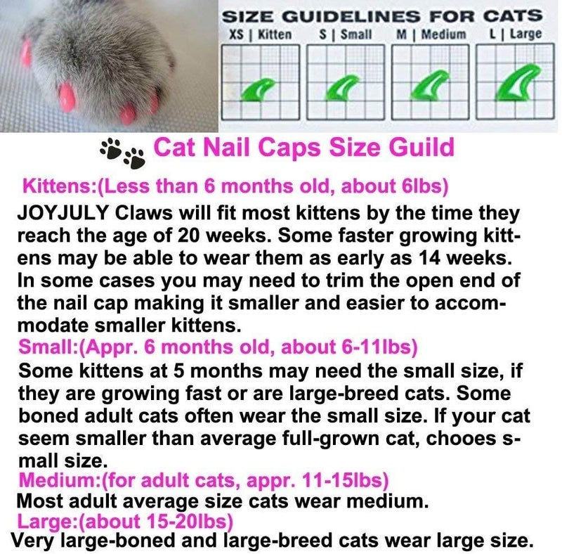 JOYJULY 100pcs Cat Nail Caps Kitten Caps Cat Caps Cat Nail Covers with 5pcs Adhesive Glue+5pcs Applicators+Instruction - Image 3